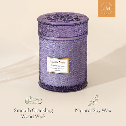 Duftkerze Lavendel Provence Holzdocht große Kerze Sojawachs 550g 90h