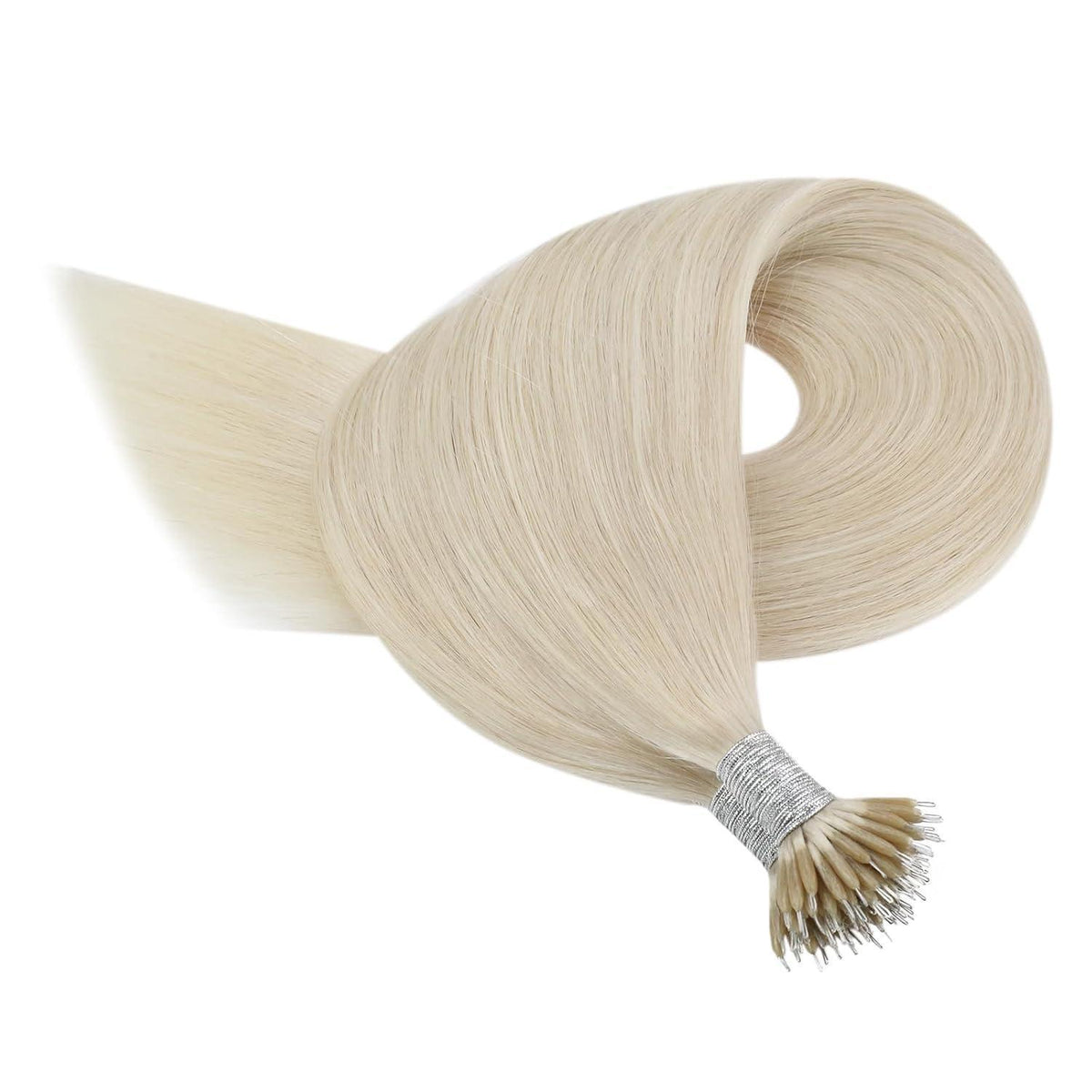 Echthaar Nano Ring Extensions Blond 60 cm – Platinblond