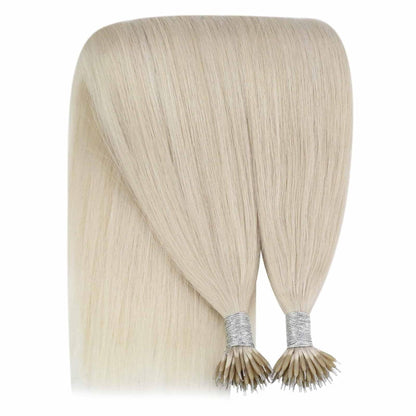 Echthaar Nano Ring Extensions Blond 60 cm – Platinblond