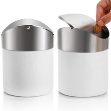 Mini-Mülleimer aus weißem Edelstahl mit Schwingdeckel, 2er Set