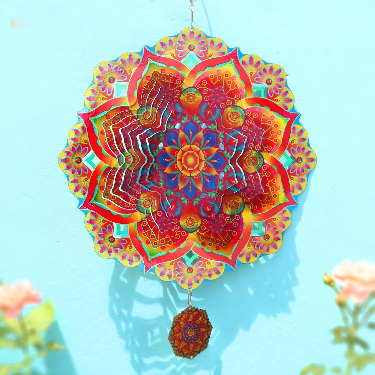 3D Edelstahl Windspiel – Kinetische Gartenkunst & Dekoration Rot