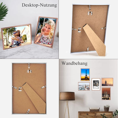 Gold Fotorahmen 5er Set DIN A4 Plexi-Glas Portraitrahmen Wand & Tischdekoration