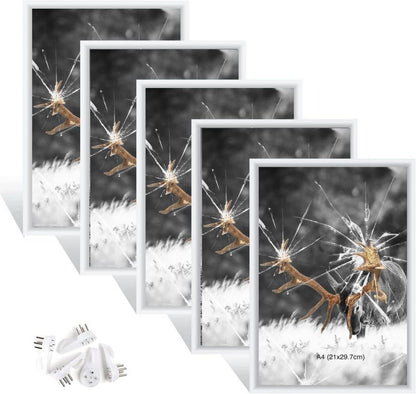 5er Set Weiß Fotorahmen Plexi-Glas A4 Portraitrahmen Wanddeko