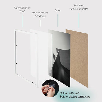 Bilderrahmen A4 Weiss Holz Fotorahmen 21x30cm MDF DIN A4 3er