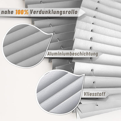 Plissee ohne Bohren Verdunkelung Klemmfix Hellgrau 85x160cm