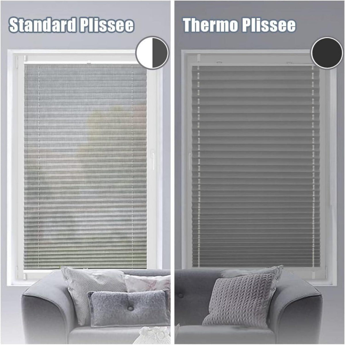 Plissee ohne Bohren Verdunkelung Klemmfix Hellgrau 85x160cm