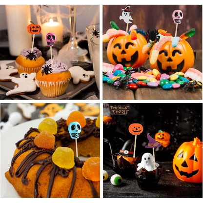 200 Halloween Cocktailspieße – Totenkopf, Kürbis & Co.