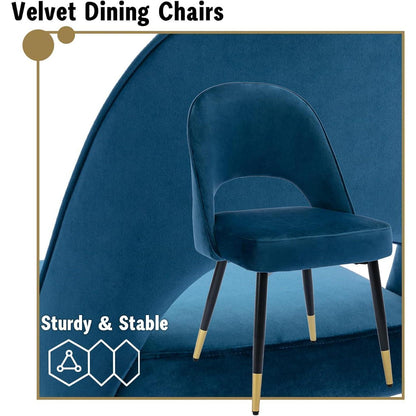 Samt Esszimmerstühle 4er Set – Modern & Komfortabel (Blau)