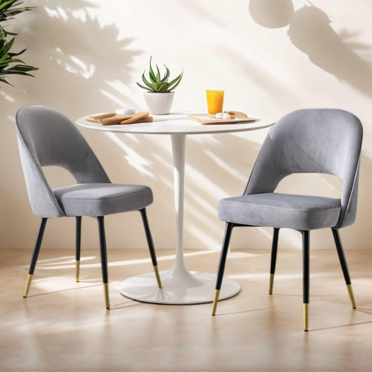 Samt Esszimmerstühle 2er Set – Modern & Komfortabel Grau