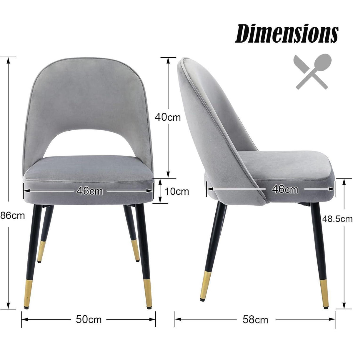 Samt Esszimmerstühle 2er Set – Modern & Komfortabel Grau