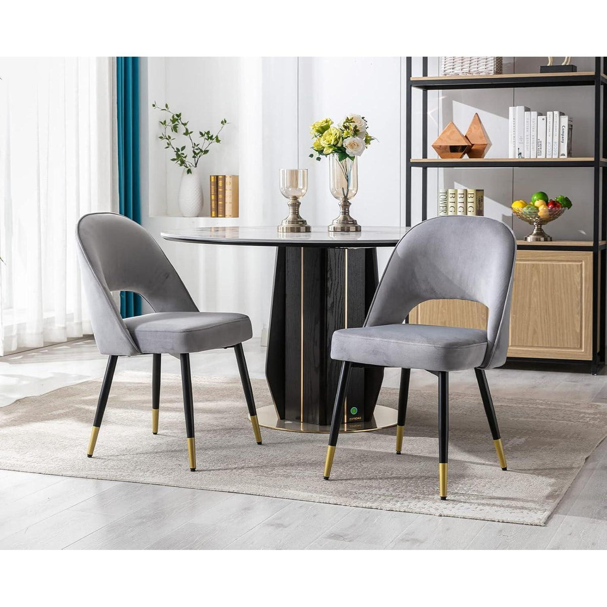 Samt Esszimmerstühle 2er Set – Modern & Komfortabel Grau