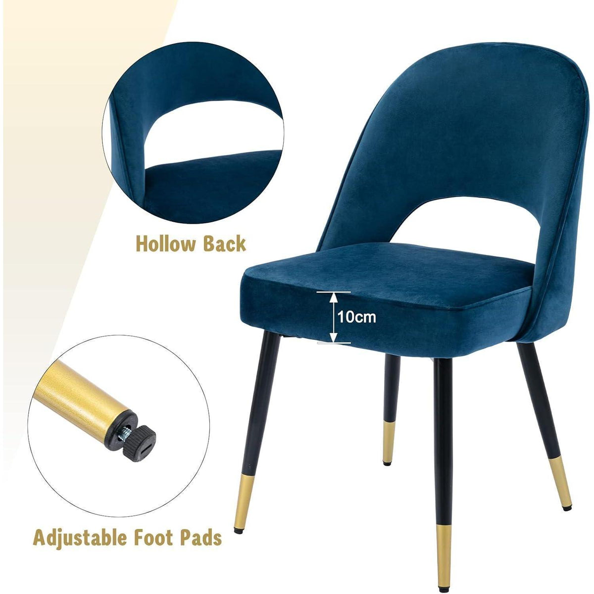 Samt Esszimmerstühle 2er Set – Modern & Komfortabel (Blau)
