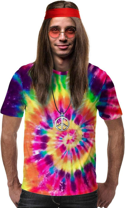 Hippie Kostüm Set 70er Jahre Herren Damen Karneval Peace