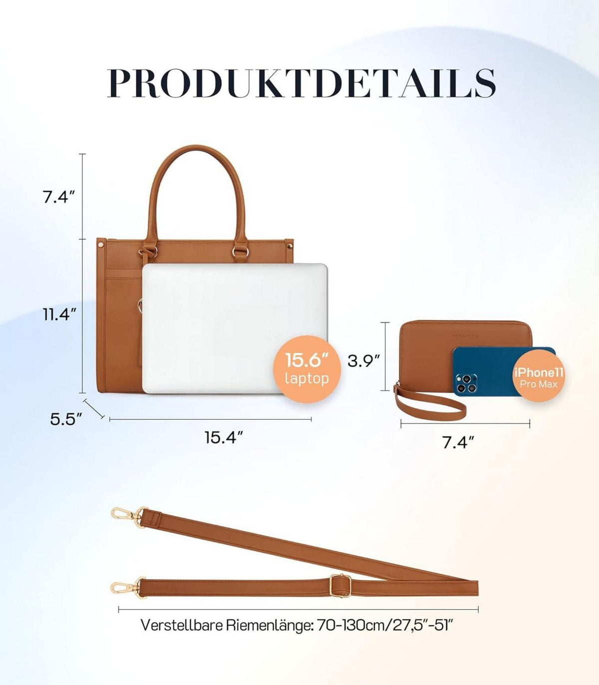 Laptoptasche Damen 15,6 Zoll Shopper Handtasche Set