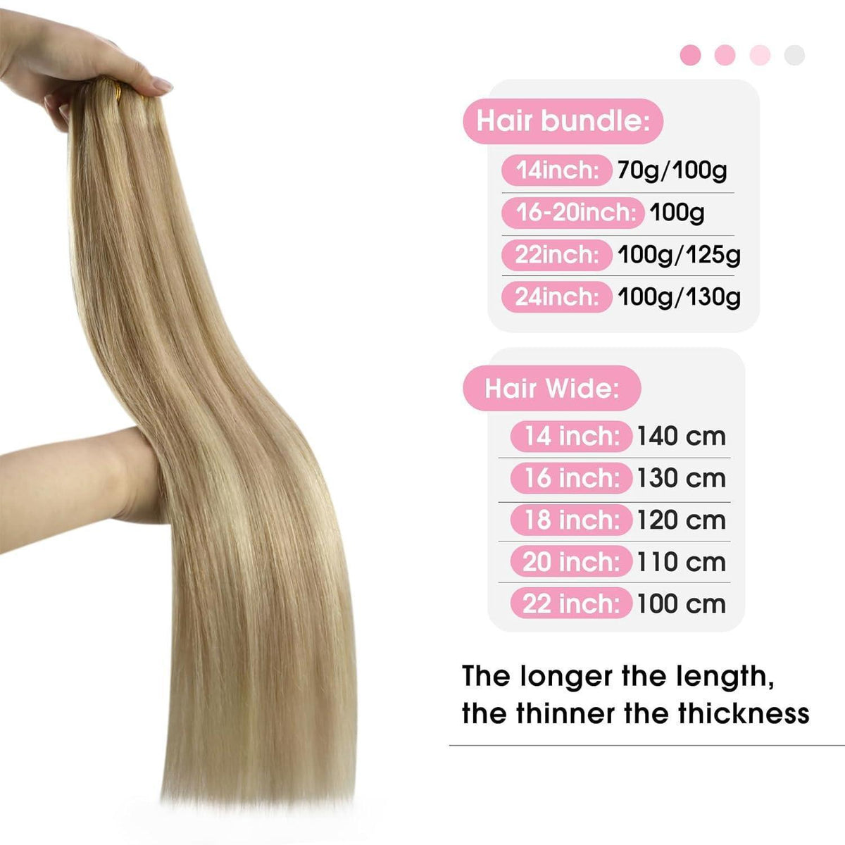 Blond Echthaar Haarverlängerung 50cm Doppelweft 100g
