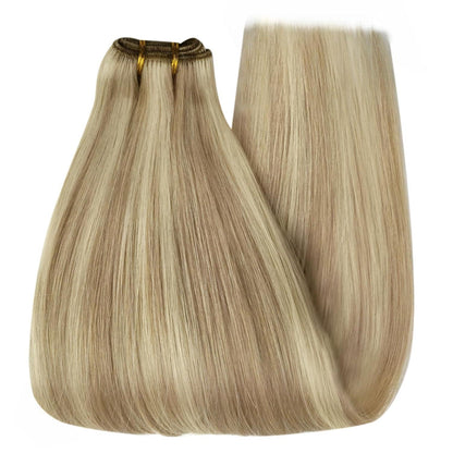 Blond Echthaar Haarverlängerung 50cm Doppelweft 100g