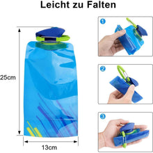 Faltbare Trinkflasche 2 Stück Schwarz+Blau 700ml, BPA-frei