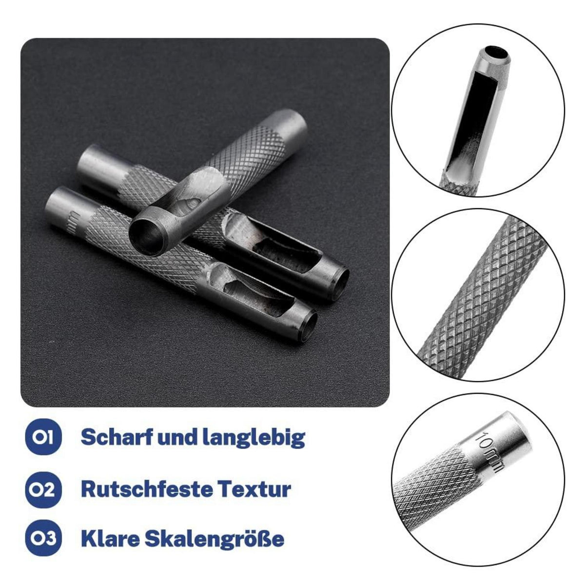 Lochstanzer Set 15-teilig Leder Stanzwerkzeug Rundstahl Hohlstanzer