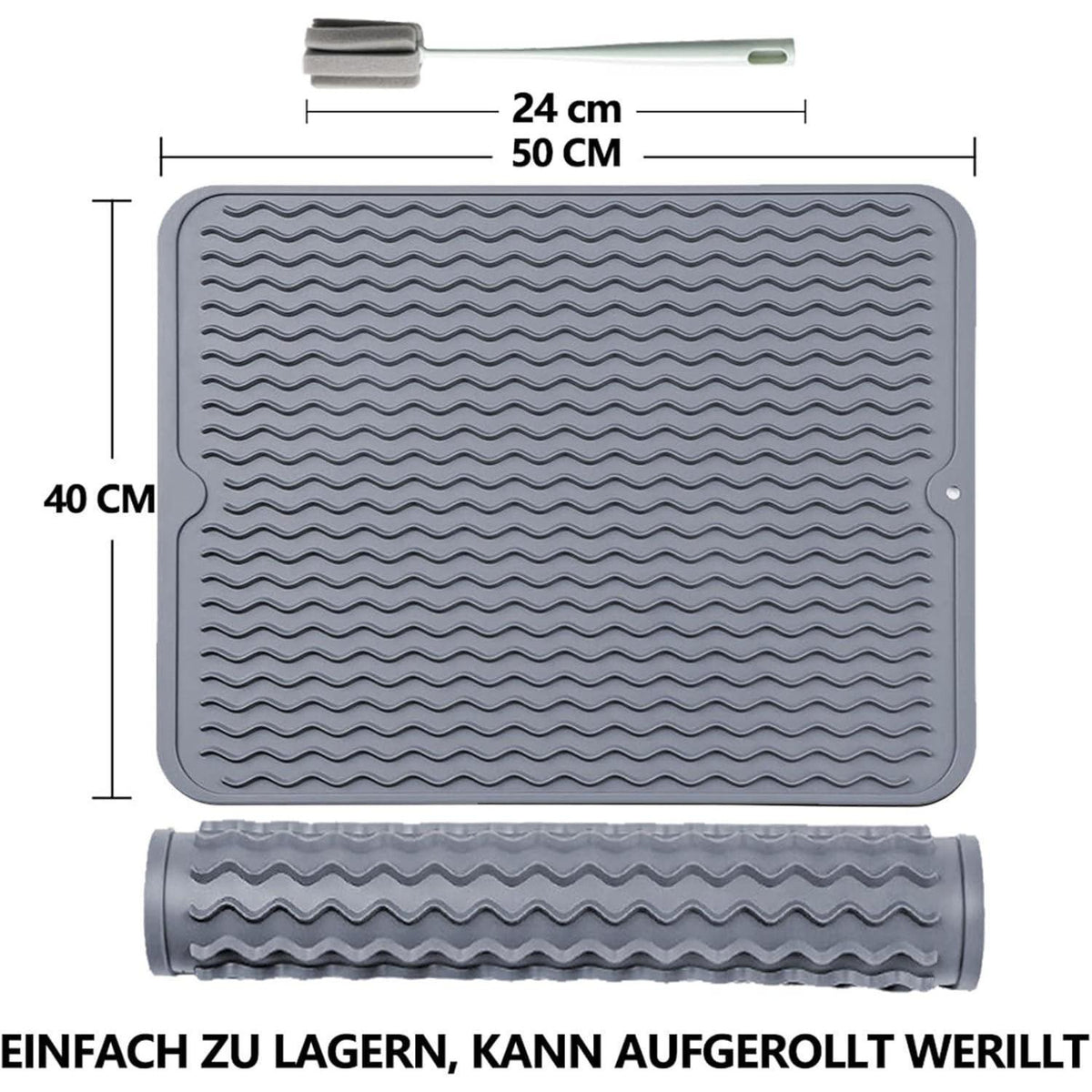 Silikon Abtropfmatte 50x40 cm - Hitzebeständig & Spülmaschinenfest