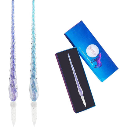 Glas Dip Pen Set – Kalligraphie Stifte Sternenfeld & Ozeanblau