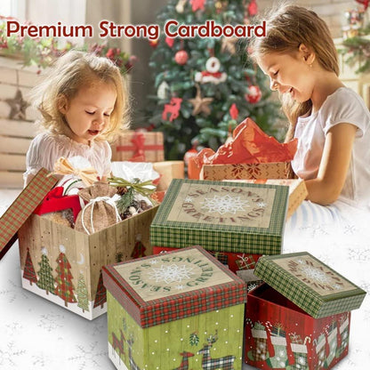 Geschenkbox Set 4er - Aufbewahrungsboxen mit Deckel