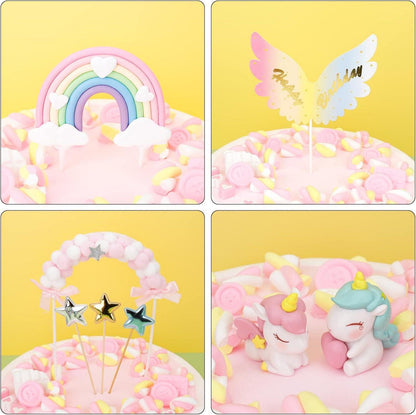 Catelves Einhorn Tortendeko Set Mädchen Regenbogen Kuchen Deko