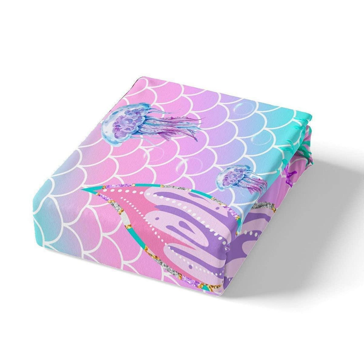 Meerjungfrauen Bettbezug Set Kinder Pailletten Rosa 135x200
