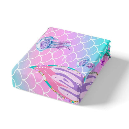 Meerjungfrauen Bettbezug Set Kinder Pailletten Rosa 135x200
