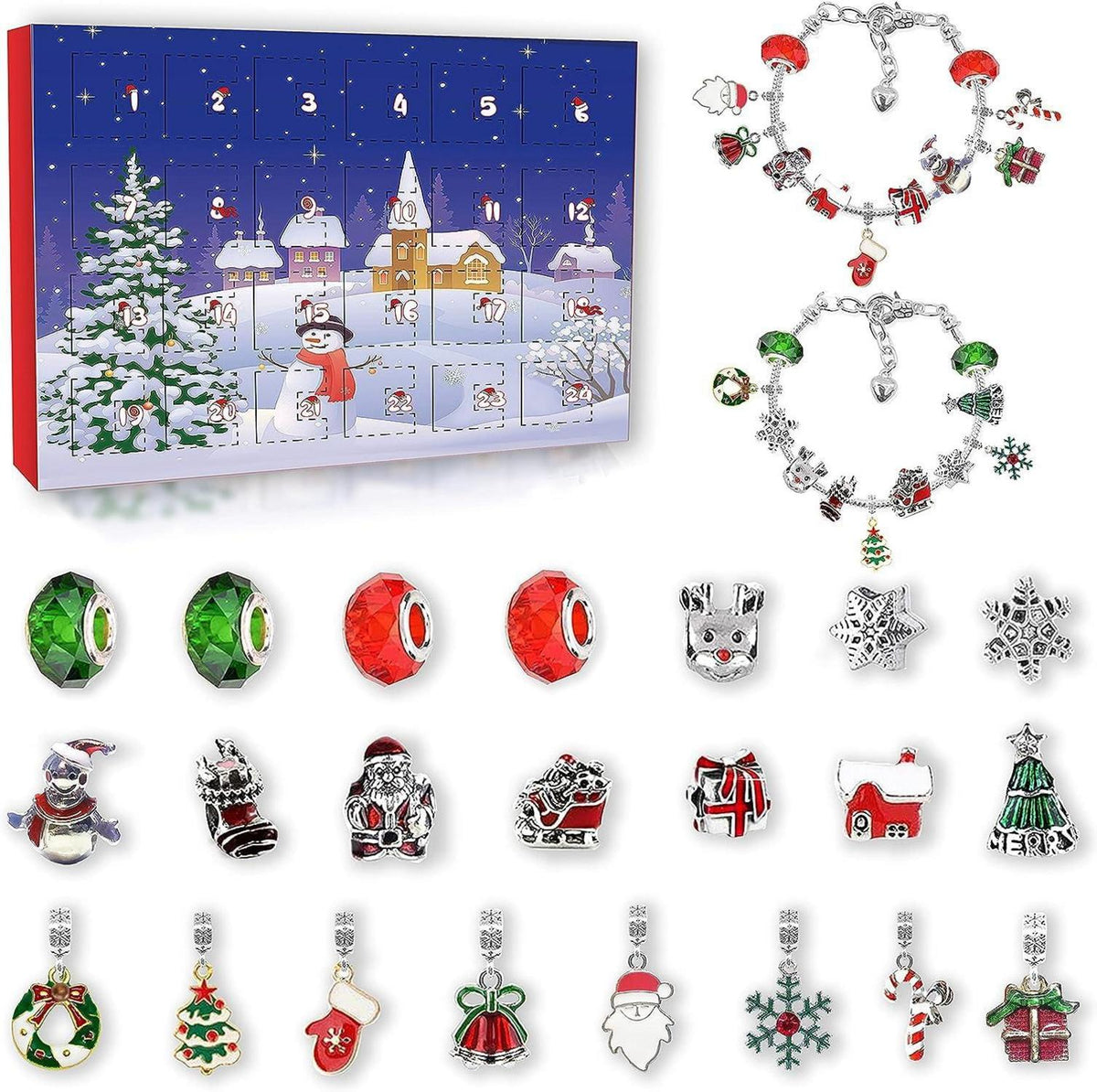 Adventskalender für Mädchen Teenager Kinder Weihnachtsschmuck Charms