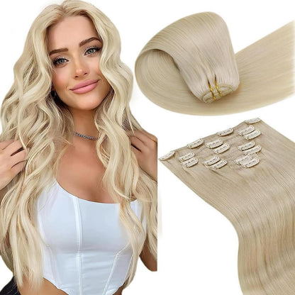 Echthaar Clip-in Extensions Blond #613 – 50cm, 105g