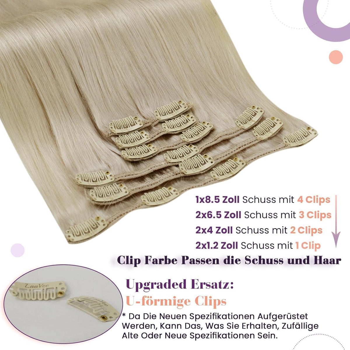 Echthaar Clip-in Extensions Blond #613 – 50cm, 105g