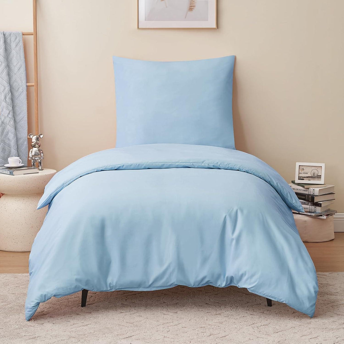 Bettwäsche 155x220 Blau Set mit Kissenbezug Mikrofaser