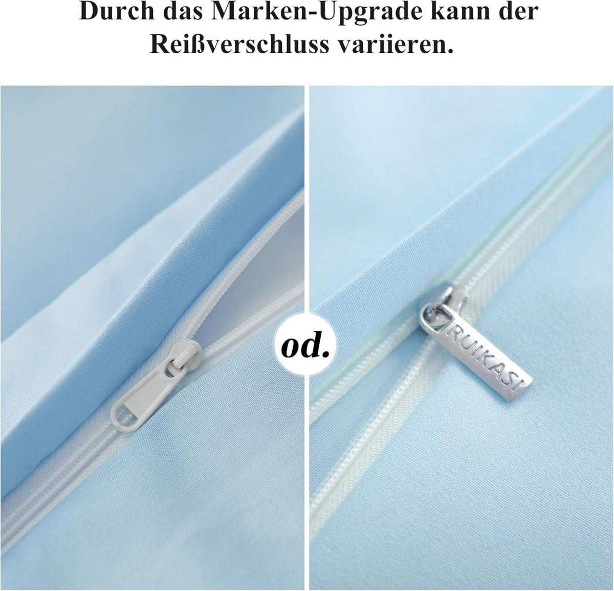 Bettwäsche 155x220 2tlg Blau Kissenbezug Mikrofaser Reißverschluss