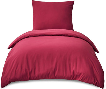 Bettwäsche Set Mikrofaser Reißverschluss 155x220cm Rot