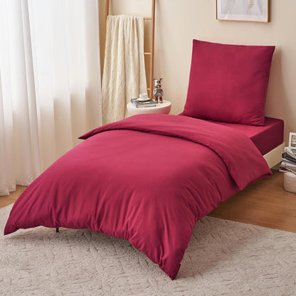 Bettwäsche Set Mikrofaser Reißverschluss 155x220cm Rot