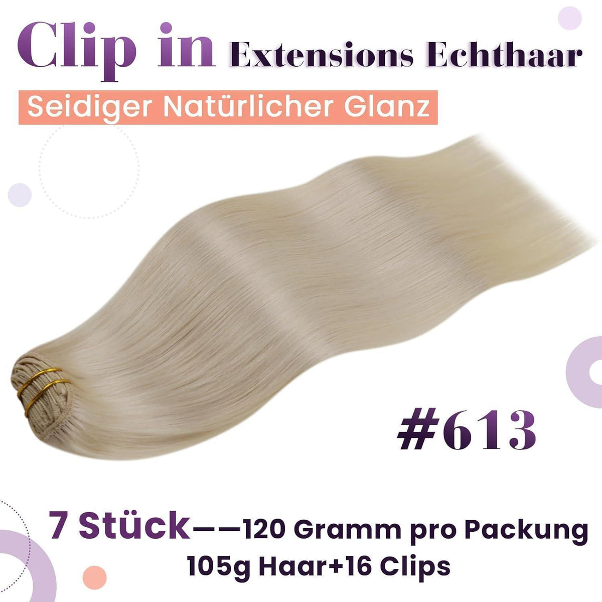 Echthaar Clip-In Extensions Blond 40cm - 105g #613