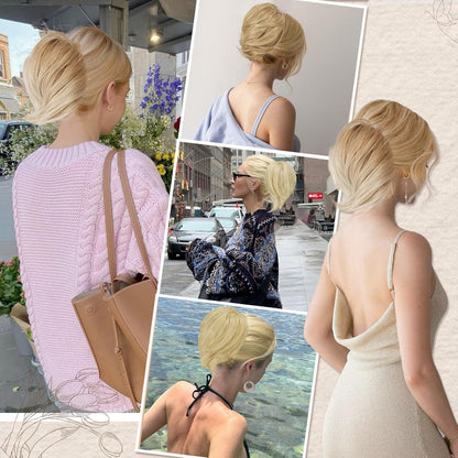 Haarteil Extensions Pferdeschwanz Verlängerung Platinblond 20cm
