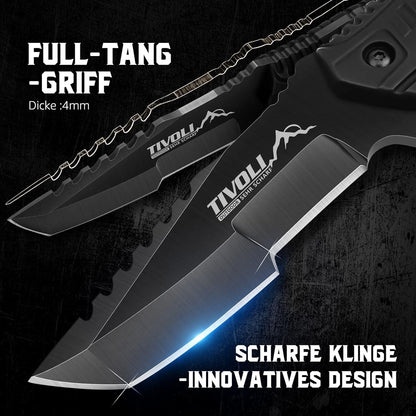 Survival Messer D2 Stahl Klinge 9,5cm Gürtelmesser + Scheide