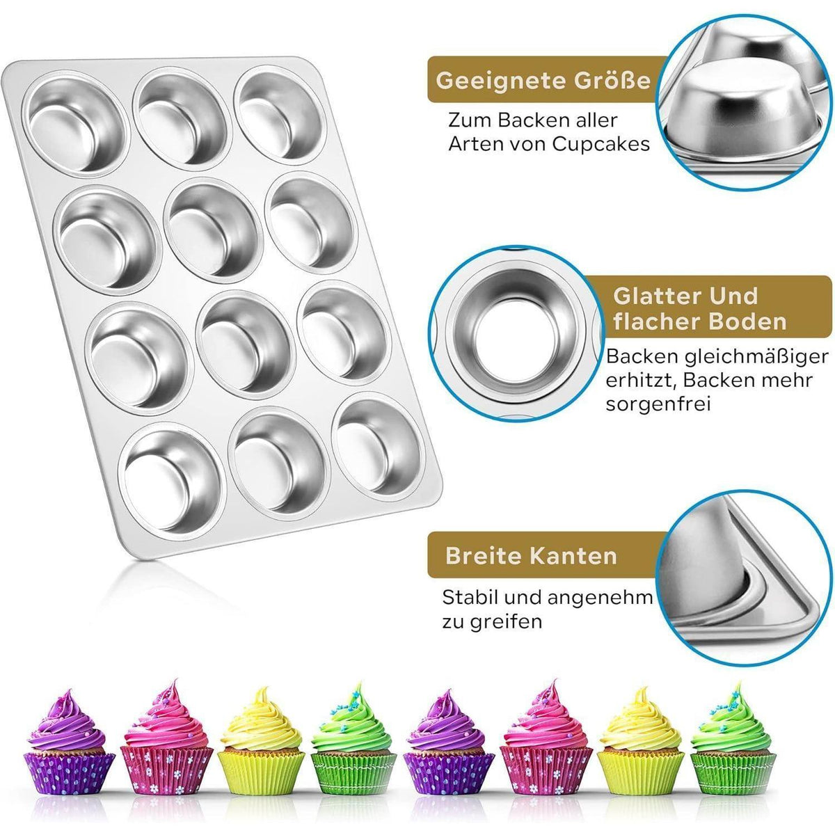 Muffinform 2er Set Edelstahl für 12 Muffins, Backofenfest