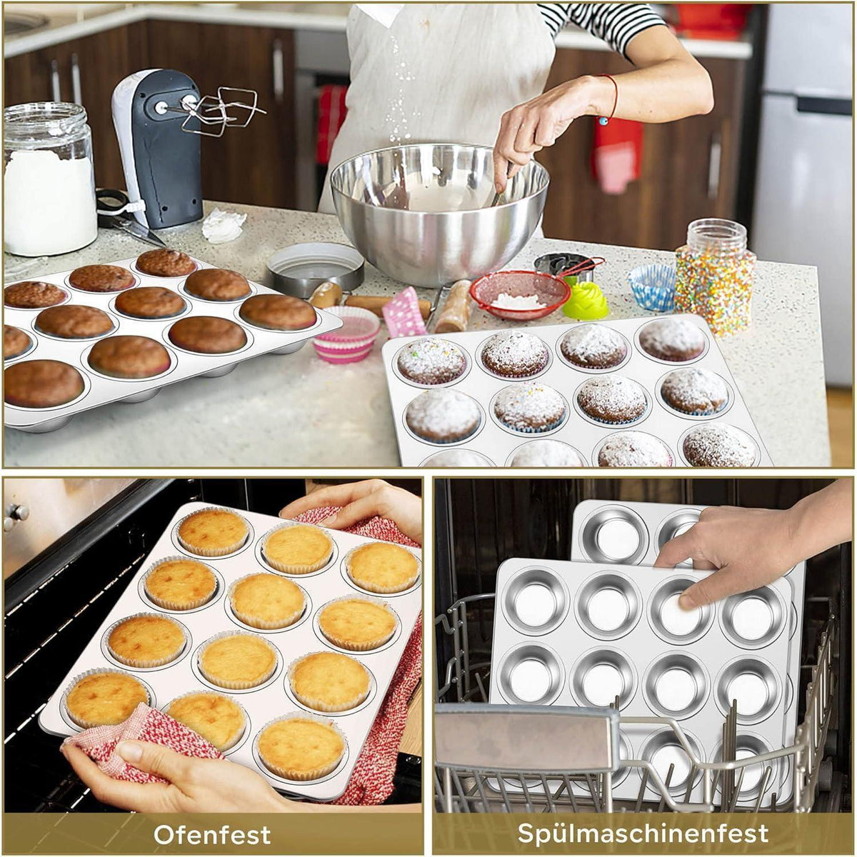 Muffinform 2er Set Edelstahl für 12 Muffins, Backofenfest