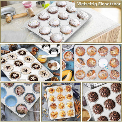 Muffinform 2er Set Edelstahl für 12 Muffins, Backofenfest