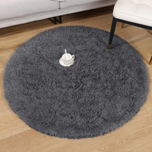 Runder Hochflor Fluffy Teppich 120 cm Grau - Weicher Plüsch