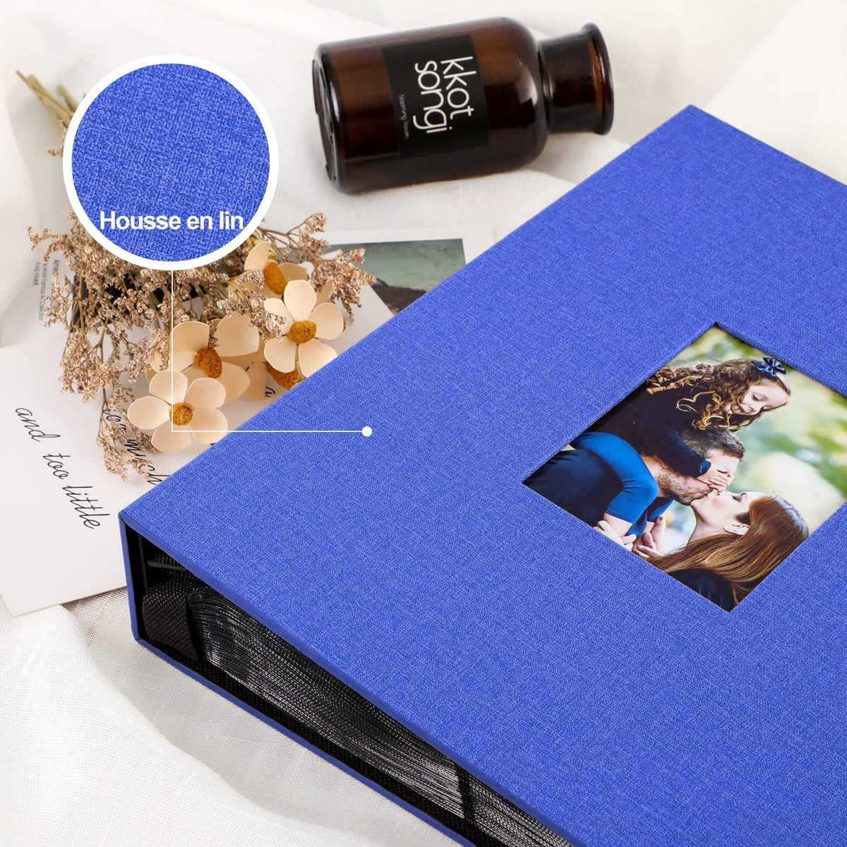 XXL Fotoalbum Leinen Einsteckalbum 1000 Fotos 10x15 Blau