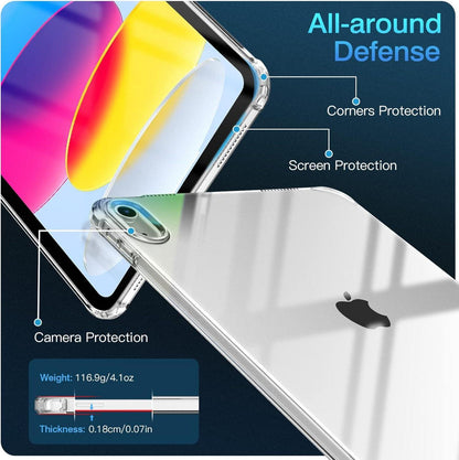iPad 10.9 Zoll 2022 Hülle - Schlankes TPU Schutzcover Transparent