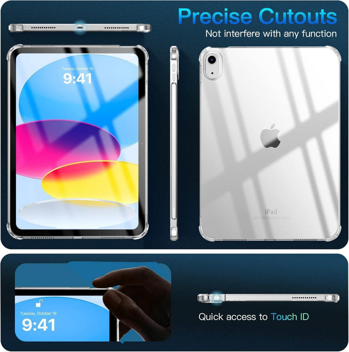 iPad 10.9 Zoll 2022 Hülle - Schlankes TPU Schutzcover Transparent