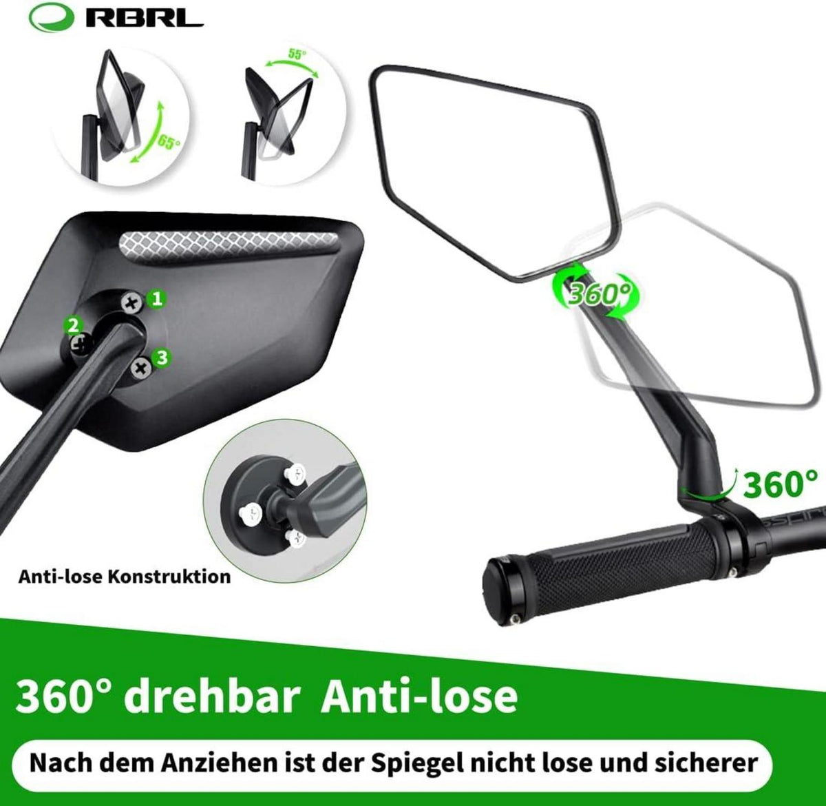 Fahrradspiegel HD Blast-beständiger Rückspiegel für Mountainbikes