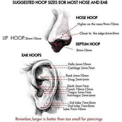 Chirurgenstahl Nasenring Helix Hoop 18G 1.0mm 10mm Silber