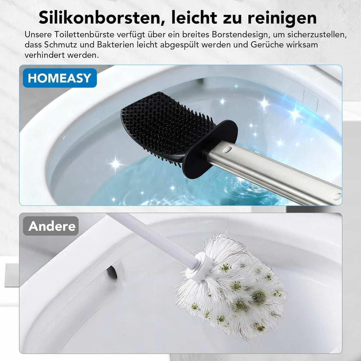 Silikon Toilettenbürste Set mit Halter – Hygienisch & Platzsparend