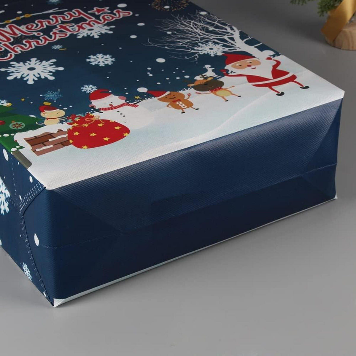 Weihnachts-Tragetaschen 5 blaue Vliesstofftaschen Geschenktüten Santa
