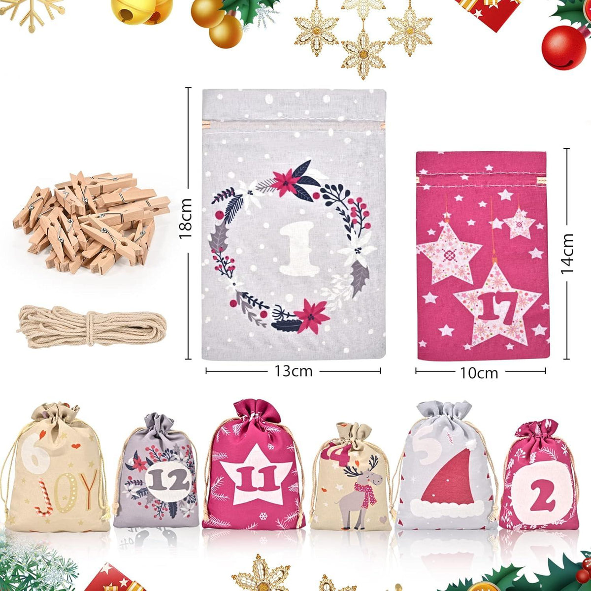 Adventskalender Stoff 24 Diy Weihnachten Segeltuch Sack